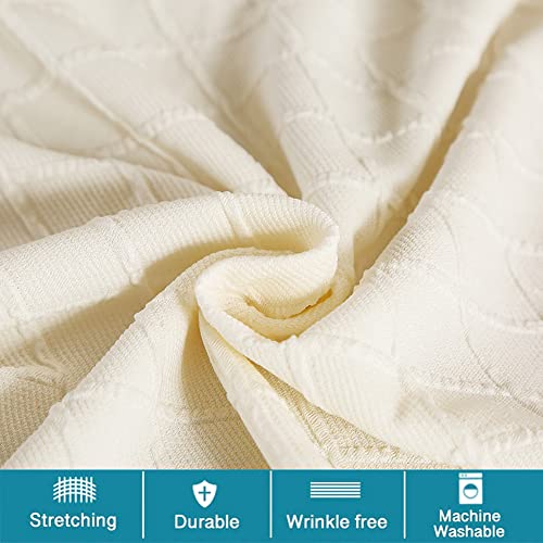 ANWUCHEN Ottoman Cover Rectangle, Stretch Storage Ottoman Cover-Jacquard Ottoman Covers Slipcover Rectangle-Removable Storage Bench Cover Folding Ottoman Covers with Elastic Bands Ties,White Large - color: White, size: 50"D x 16"W x 15"H