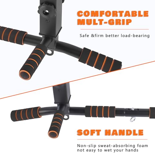 Wall Mounted Pull Up Bar Chin Up bar Multifunctional Adjustable Dip Station for Indoor Home Gym Workout, Power Tower Set Training Equipment Fitness Dip Stand Supports to 440 Lbs (Black)