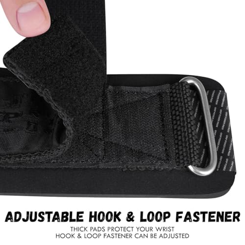 Gym Lifting Dowel Straps Neoprene Padded Wrist Wraps for Weight Training, Bodybuilding & Fitness – Wrist and Grip Support, 2 Pack (Jet Black)