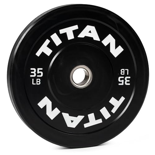 Titan Fitness Economy Series Black Olympic Bumper Plates, Durable Rubber Exterior with Steel Core, Weightlifting and Strength Training Weight Plate - size: 35 LB Single