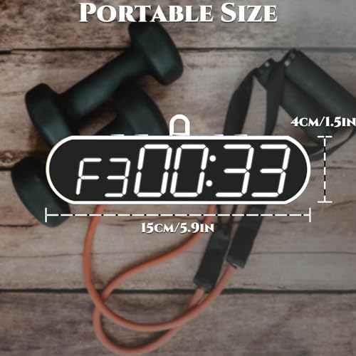 Portable LED Gym Timer, Workout Clock for HIIT Tabata Fitness at Home,Garage,Outdoors. Multiple functionality with Customizable Interval Setting, Easy to Read Display.