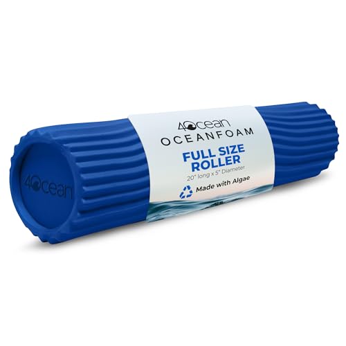 Oceanfoam x 4ocean Roller (Royal Blue) – Limited Edition Muscle Roller for Back Pain & Yoga - High Density Foam for Physical Therapy - Textured for Deep Tissue Massage - size: Full Size (20" x 5")