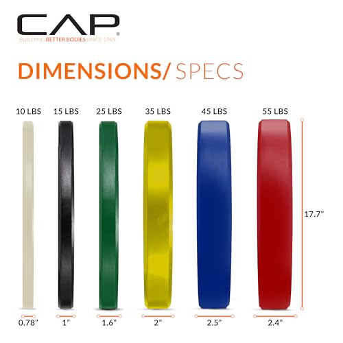 CAP 2-inch Olympic Bumper Plate Weight Set | 100-370 lbs | Multiple Colors | Storage Rack Optional - size: 190 lb - Set, style: COMPETITION