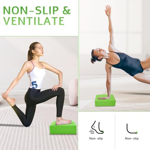 Yoga Blocks 2 Pack, Premium Yoga Brick Foam Blocks to Improve Strength, Flexibility & Balance, Light Weight - Safe and Stable Support for Yoga, Pilates, Meditation & Stretching - color: 2PACK-Green