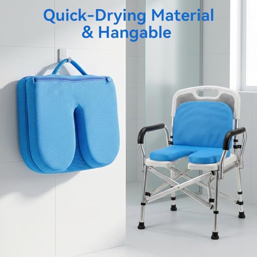 U-Shaped Shower Chair Cushion with Backrest, High Density 3D Mesh Spa Bath Seat Pad, Non-Slip Washable for Shower Benches, Transfer Benches, Ideal for Elderly, Disabled, Pregnant Women