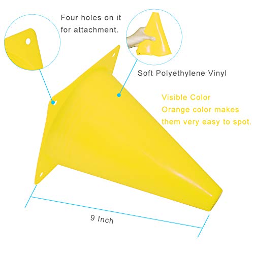 9 Inch Plastic Training Traffic Cones, Sport Cones, Agility Field Marker Cones for Soccer Basketball Football Drills Training, Outdoor Activity or Events - (Set of 10, 12, 15 or 24, 4 Colors) - color: 10 Pack Yellow