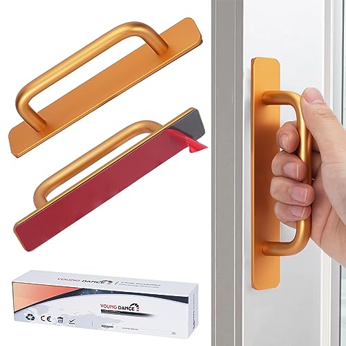 Self-Stick Instant Cabinet Drawer Handles, 2pcs No-Drilling Shower Door Push Pull Handles Helper with Adhesive Sticker Door Handle for Any Furniture Handle Replacement DIY (5.83",Gold) - color: Gold, size: Small (5.83")