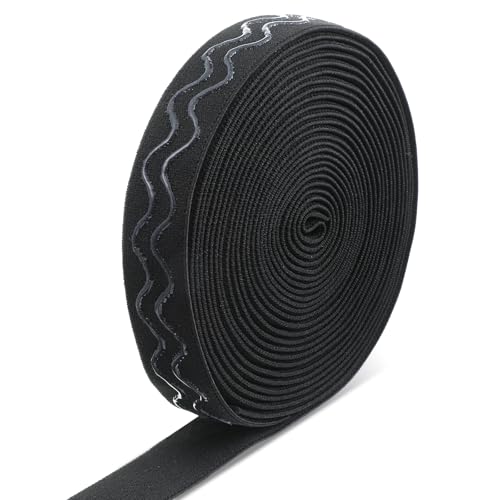 5 Yard Silicone Gripper Elastic Band Non-Slip Sewing Elastic Band Ribbon Wave Silicone Elastics Gripper Bands Tape Elastics Straps Belt Waistband for Clothing Garment Sewing Wig Making Accessorie 20mm