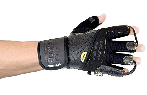 Gym Gloves Protect Your Hands & Improve Your Grip Weightlifting Grips - color: Yellow with 2.5" Wrist Wraps, size: Large