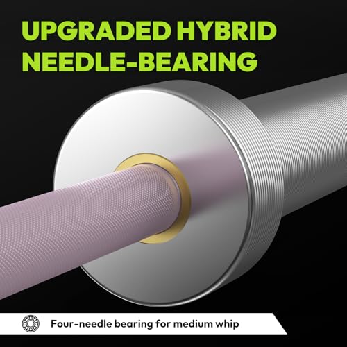 HANDBODE Olympic Barbell 6.5 ft/7 ft, 2 Inch Straight Womens Bars, 35 lb/45 lb Weight Bar, 1000 lb High-Capacity, for Weightlifting, Bench Press, Deadlift, Squat, Home Gym Strength Training - color: 6.5 ft Barbell 35 lb, 1000 lb, Pink & Silver