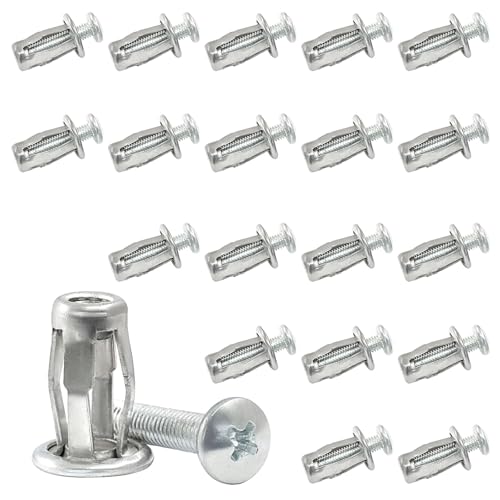 20 Pack M5*25 Hollow Wall Anchors, Heavy Duty Cavity Fixing Anchors, Secure Fixings for Thin Walls/Aluminium Cladding Sheet/Steel Pipe/Iron Sheet/Hollow Plastic Sheet(M5 x 1") - size: M5 x 1"