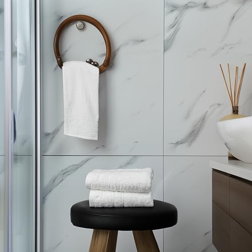 Tens Towels Pack of 6 Hand Towels, 100% Cotton, Lighter Weight, Quick to Dry, 16 x 28 Inches, Super Soft & Absorbent, Perfect for Bathroom & Kitchen, White - color: White