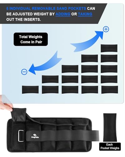Fragraim Adjustable Ankle Weights 1-3/4/5/6/8/10/12/15/20 LBS Pair with Removable Weight for Jogging, Gymnastics, Aerobics, Physical Therapy - color: Black, style: 4 lbs each( 8 lbs pair)