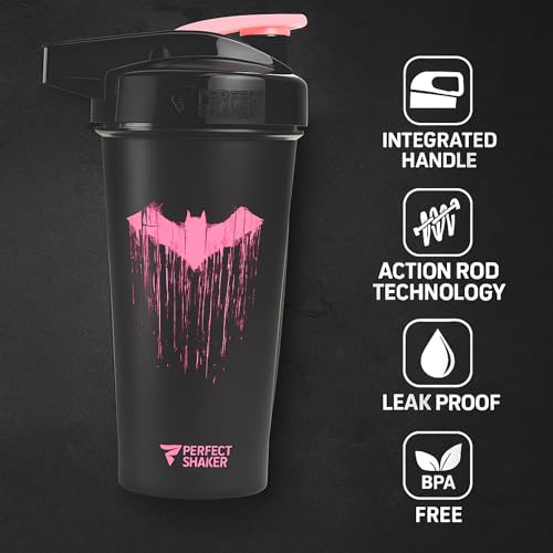 PerfectShaker ACTIV DC Comics & Justice League Series | Leak-Proof, BPA-Free, Shatter-Resistant | ActionRod Mixing Technology for Smooth Blends | Gym, Fitness & Sports Shaker - 28oz (Batgirl) - color: Batgirl