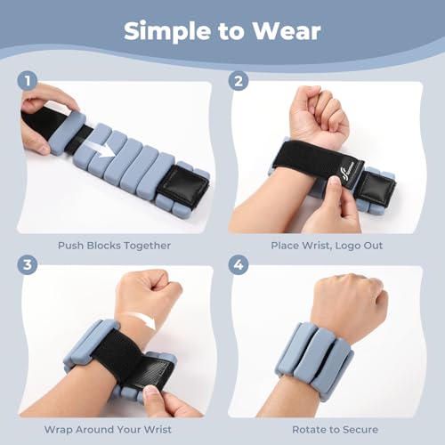 Sportneer Wrist & Ankle Weights for Women & Men Set of 2 (1LB/2LB Each) - Soft Silicone Arm & Leg Weights for Pilates, Yoga, Walking, Barre, Home Workout, Water Aerobics - color: Misty Blue, size: 2 Lb Pair (1 Lb Each)