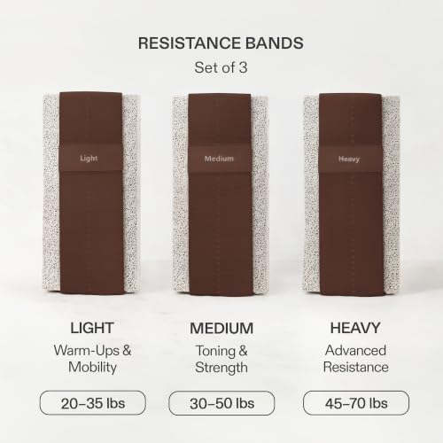Premium Loop Resistance Bands Set - Non Slip Fabric Booty Bands for Glutes & Legs (Light, Medium, Heavy) | Hip Bands for Pilates, Strength Training & Home Workouts - color: Velvet Cocoa