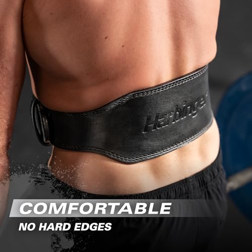 Harbinger 7mm Pro Leather Weightlifting Belt for Squats, Deadlifts, Powerlifting, and Olympic Lifts with Dual-Prong Buckle and Adjustable Fit - size: X-Large