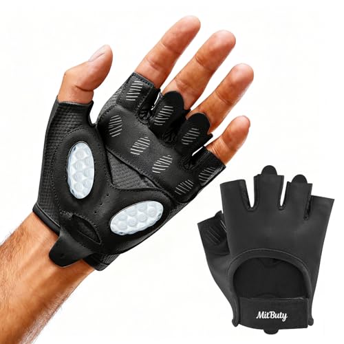 Workout Gloves for Men & Women – Fingerless Gym Gloves for Weight Lifting, Crossfit, Fitness, Exercise & Training with Silicone Grip Dots for Secure Hold & Palm Padding Protection - color: Black, size: Small: 6.7–7.1"