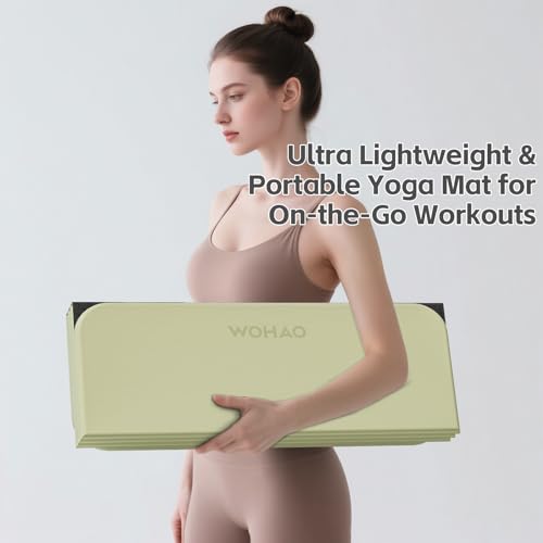 7-Fold Yoga Mat 70"x24" - 1/2 Inch Thick | Folding Exercise Mat, Compact Non-Slip TPE Mat, For Travel, Storage, Yoga & Home Gym, Lightweight & Portable - color: Grass Green + Black