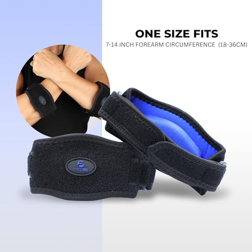 Fittest Pro Tennis Elbow Brace 2 Pack for Men & Women, Adjustable Compression Pad Elbow Strap for Tendonitis Pain Relief, Golfers Elbow Brace Support (Black) - color: Black