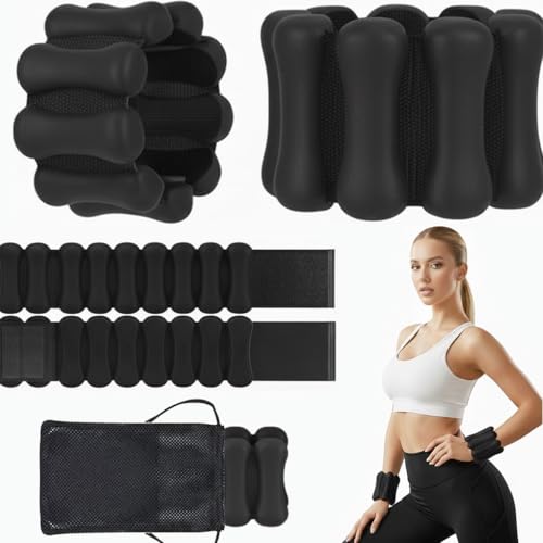 Adjustable Wrist and Ankle Weights Set (2lb Total, 1lb Each) - Premium Silicone Weighted Bangles for Women & Men - Stylish Arm Weights for Yoga, Pilates, Walking, Running, Fitness, Aerobics (Black/Purple)