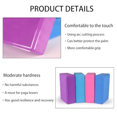 Custom Yoga Blocks with Image Text Logo Eva Foam Lightweight Yoga Bricks for Yoga Pilates Stretching Meditation Dance Yoga Accessories - color: Solid Pink