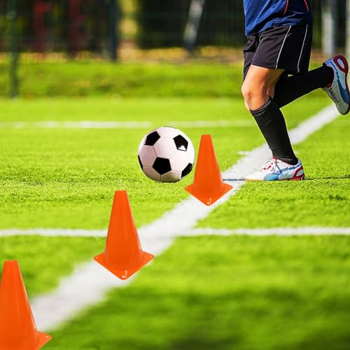 12Pcs Plastic Traffic Cones Mini Sport Cones for Basketball Football Drills, Indoor Outdoor Games Activity Festive Events - 7 Inch Orange Plastic Cones - color: orange