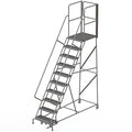Tri-Arc RWSR110242-XR 10-Step Gateway Rear-Exit Steel Rolling Ladder with 30" Deep Top Platform, Grip Strut Tread with Handrails, 24" Wide Steps - size: 10-Step, style: Grip Strut Tread