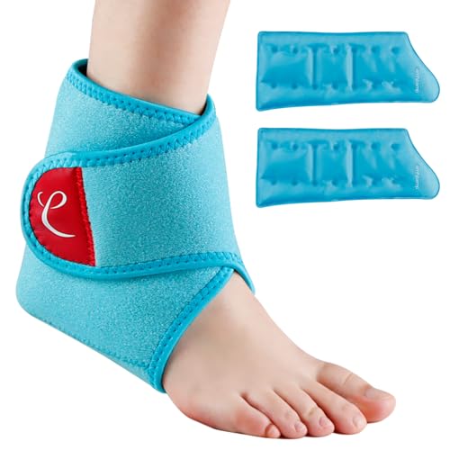 Comfytemp Ankle Ice Pack Wrap Brace for Swelling, Foot Pain Relief, 2 Gel Packs for Injuries Reusable, Hot Cold Compress Therapy for Plantar Fasciitis Relief, Heel Spur, Achilles Tendonitis, Swelling - color: Blue 36, size: Standard