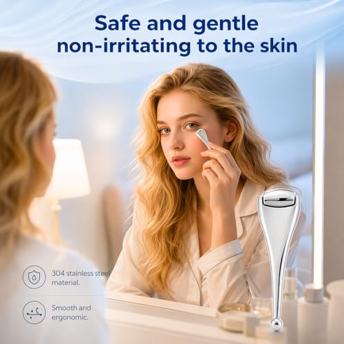 Metal Eye Roller for Dry Eye Relief & Puffy Eyes- Eyelid Roller for Chalazion,Stye,MGD Relief,Improves Meibum Flow and Unclogs Oil Glands,Gentle Meibomian Gland Expression for Blocked Eyelid Glands