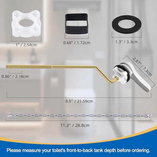 Hibbent Metal Side Mount Toilet Handle Replacement Kit, White | Upgraded Metal Flush Lever, Universal Toilet Flush Handle Fit Side Tanks, Stainless Steel Flapper Chains, 4 Adjustable Holes - color: White, style: Classic Side Mount