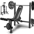 ANCHEER 900LBS Weight Bench Set with Squat Rack, Adjustable Bench Press Set with Leg Extension and Leg Curl, Flat Incline Decline Workout Bench for Home Gym Full Body Strength Training