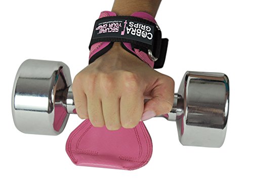 Cobra Grips Weight Lifting Gloves with Adjustable Neoprene Padded Wrist Wraps - Heavy Duty Alternative to Power Lifting Hooks for Deadlifts - color: FIT Pink Rubber, size: 4.25 - 7.0"