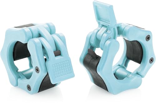 USA Made Olympic Barbell Collar 2 inch Quick Release Pair of Locking 2" Pro Weight Bar Plate Locks Clamp Clips for Workout Weightlifting Fitness Training - color: Sky-Blue, style: Classic Imported