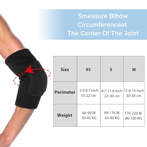 Qianyu Breathable Protective with Thicken Sponge Elbow Support Compression Elbow Brace Support Fitness Sports Recovery Protector Badminton Basketball Breathable Elbow Wraps for Kids Men and Women