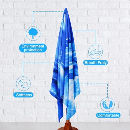 1 Pcs Oversized Terry Beach Towel 36 x 72 in Soft Extra Large Big Pool Swim Towels for Adults XL Clearance Big Travel Blanket Cruise Vacation Accessories Essentials Lounge Chair Cover Dolphin Sea - color: Blue Dolphin Sea Terry