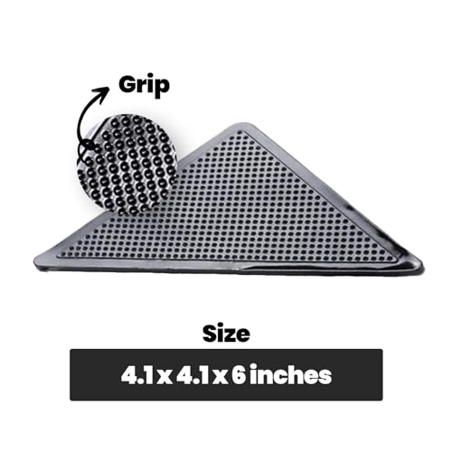 Muddy Mat® Heavy Duty Non-Slip Reusable Rug Corner Pads - Double-Sided Adhesive Pad for Corners and Sides on Hardwood Floors, Area Rugs - Keep Your Rug in Place (Pack of 4)