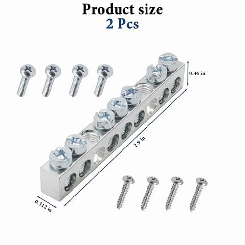 Ground Bar Kit for Square D 2 Pack | 7 Terminal Grounding Bar Compatible with Schneider Electric Load Centers - size: 7 Terminal