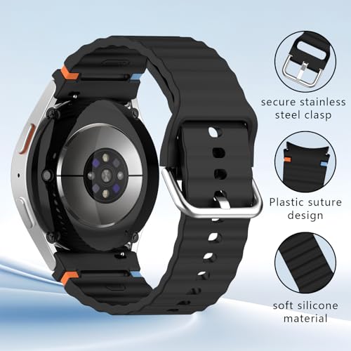 sport Band&Storage Organizer Compatible for Galaxy Watch 7 6 5 4 | No Gap Soft Silicone Strap Men Women,for Samsung Galaxy Watch 40mm 44mm/FE 40mm/Watch 6 Classic 43mm 47mm/5 Pro 45mm - color: 10colors