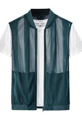 Flygo Men's Summer Casual Lightweight Breathable Mesh Cycling Travel Zip Vest - color: 02 Blue, size: X-Large