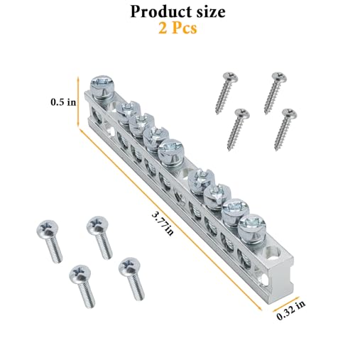 Ground Bar Kit for Square D 2 Pack | 9 Terminal Grounding Bar Compatible with Schneider Electric Load Centers - size: 9 Terminal