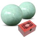 Traditional Chinese Baoding Balls, Marble Health Exercise Stress Relief Balls with an Upgraded Shockproof Imitation Wood Box, Green, 2-Piece Set, Medium-1.57" - color: Green, size: Medium-1.57"