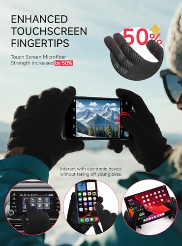 TRENDOUX Merino Wool Winter Gloves: Touch Screen Knitted Gloves Warm Thin Non-slip Glove for Men Women Driving Running Gift - color: Black, size: Large