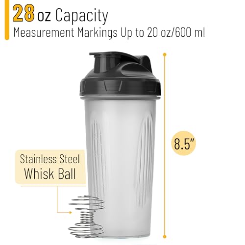 Mr. Pen- Shaker Bottles for Protein Mixes, 28 oz | Leak Proof Shaker Cups with Stainless Steel Wire Whisk Ball for Protein Shakes and Pre Workout, Fathers Day Gift - color: Clear 1
