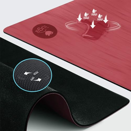 IUGA Pro Yoga Mat Non Slip Pilates Mat Anti-tear Eco Friendly Hot Yoga Mat with SGS Certified Material Free Carrying Strap Included - color: Maroon