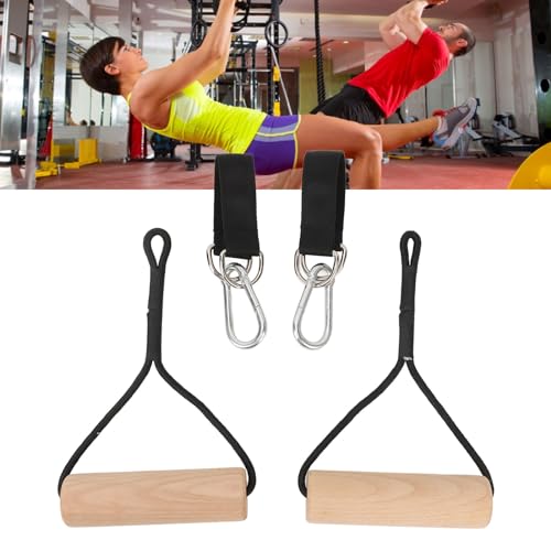 Pull Up Handle Strength Trainer, Wooden Gymnastic Rings Portable Gymnastic Hanging Rings Non Slip Gym Rings with Storage Bag for Outdoor Home Gym