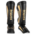 Muay Thai Shin Guards for MMA Sparring, Martial Arts,Kickboxing | Leg Instep Protection Pads, Kickboxing MMA Training, Sparring Gear, Professional MMA Equipment - color: Black-Gold, size: Large