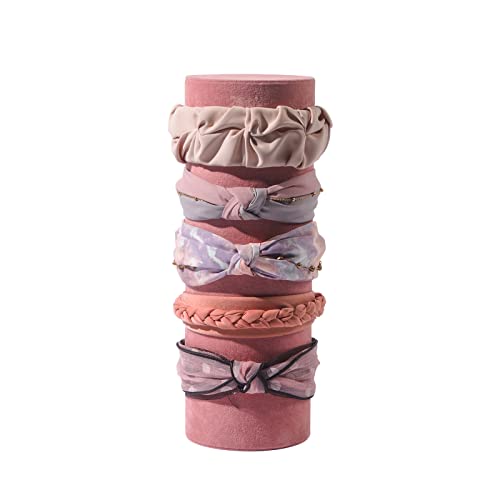 Headband Holder Organizer, Soft Velvet Tower Hairband Stand Display, Vertical Hair Hoop Accessories Jewelry Storage for Women Girls (Peach Velvet) - color: Vertical Peach Velvet
