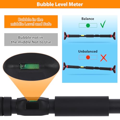 27-42 Inch Tension Pull Up Bar for Doorway with Level Meter, 27-42 Inch Adjustable Width Door Frame Pull Up Bar, Heavy Duty 440 LBS Home Gym Strength Training, No Screw or Drilling Installation