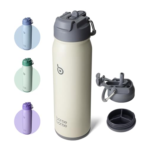 BOTTLE BOTTLE 24oz Insulated Water Bottle Stainless Steel Sport Water Bottle with Straw and Adjustable Lid Daily Pill Organizer - color: gray